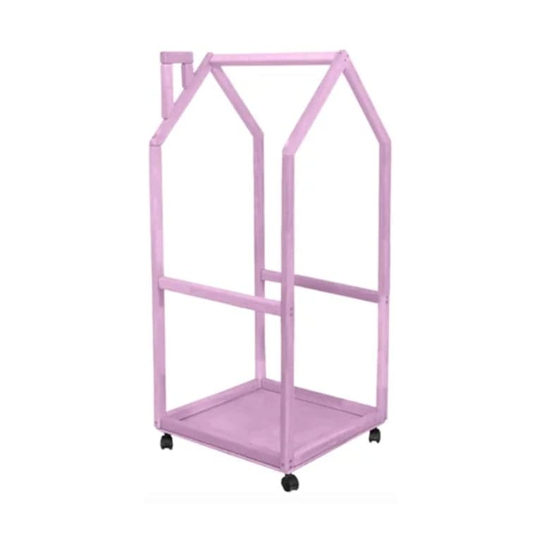BusyWood Kids Clothing Rack With Wheels Pink