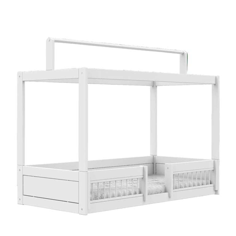 LIFETIME Kidsroom Lit Montessori pour chambre d'enfant avec structure supérieure et barrières de lit 90 x 200 cm