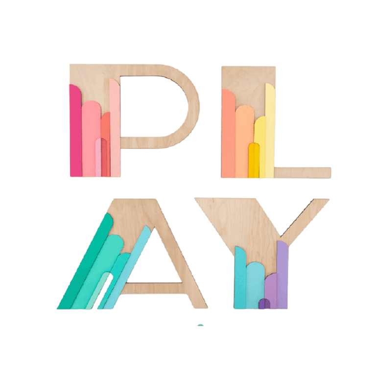 Oh So Jo Designs Art Deco Rainbow PLAY Letters