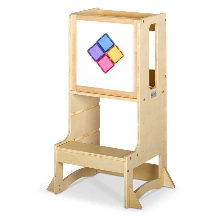 My Happy Helpers Evo 3.0 Toddler Tower and Magnetic Whiteboard Varnished Birch