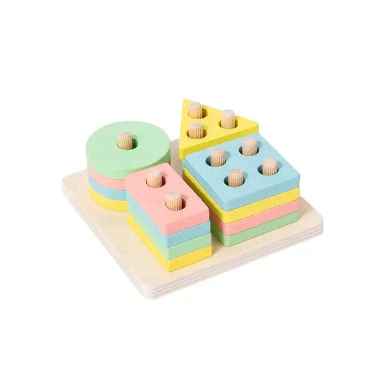 Seaside-Montessori Color Recognition Blocks Square Pastel