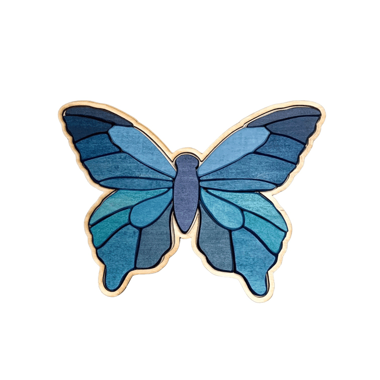 Sensory Play Wooden Blue Morpho Butterfly Chunky Shape Puzzles