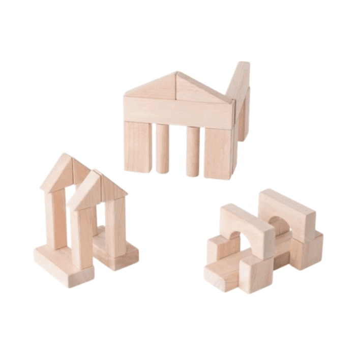 Guidecraft 28 Piece Montessori Wooden Unit Blocks Set