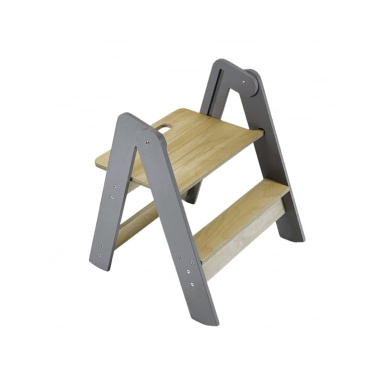 Family SCL Petit Tabouret Économiseur d'Espace Gris/Naturel