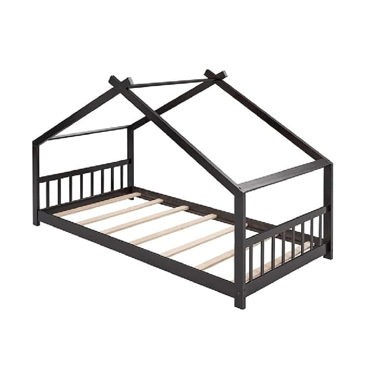 Bellemave Twin House Bed Frame With Headboard & Footboard Espresso