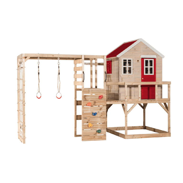 Wendi Toys My Lodge Balançoire avec Plateforme et Accessoire de Gym Rouge