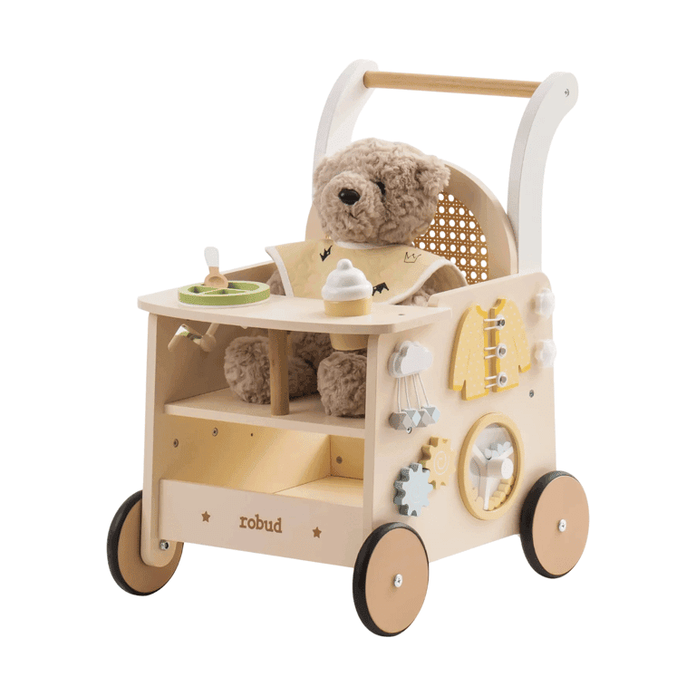 ROBUD Trotteur pour bébé en bois en rotin