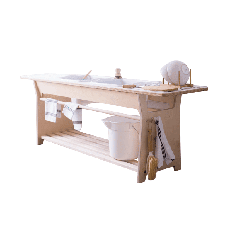 Sprout Kids Dish Washing Sensory Station 2 Tubs - Center/65 Inches Height 22 Inches