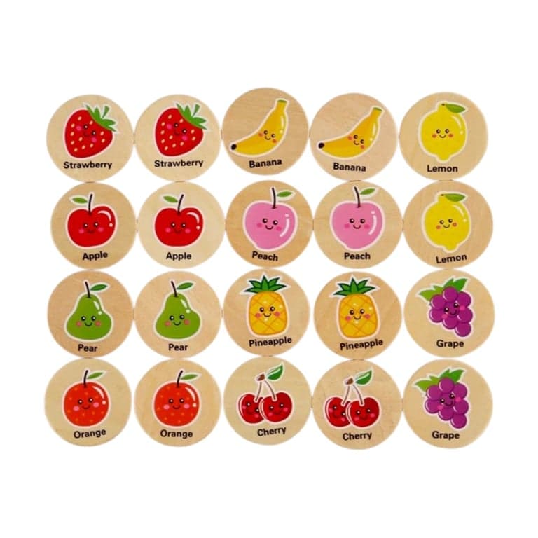 Green Walnut Wooden Matching Game Fruits