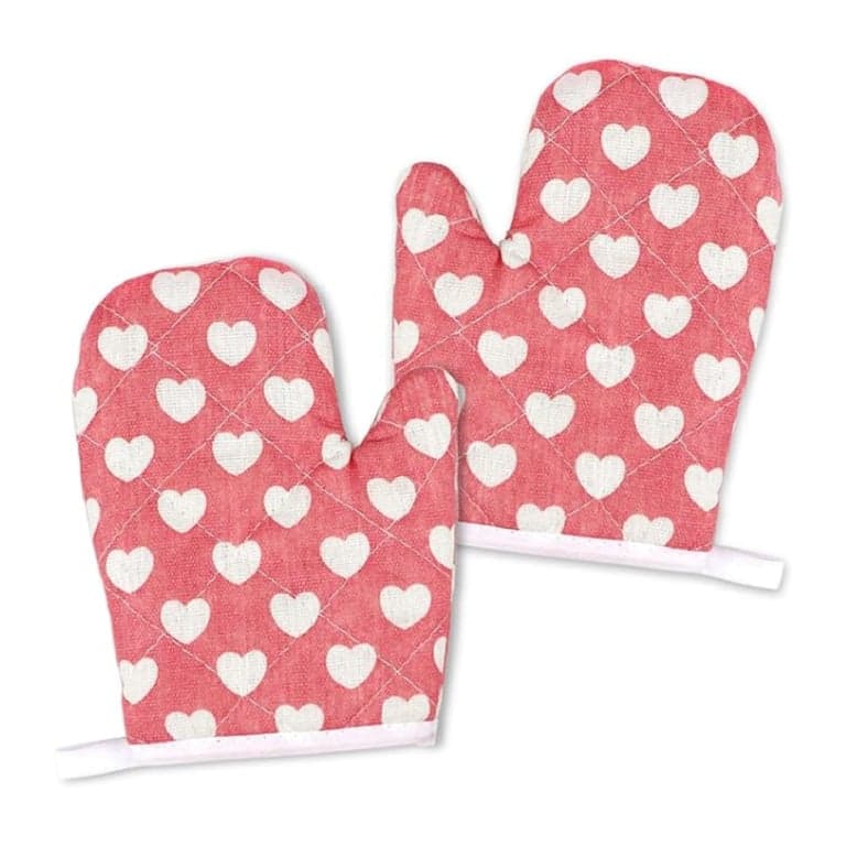 DOERDO 2 Pack Kid Oven Mitts for Children Sweet Heart