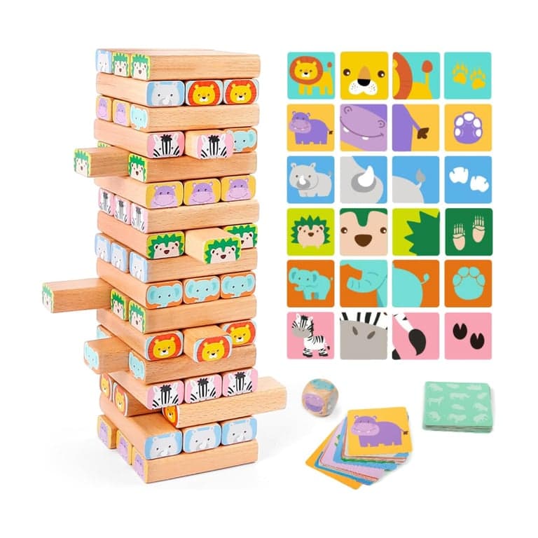 Nene Toys Wooden Block Stacking Game Safari