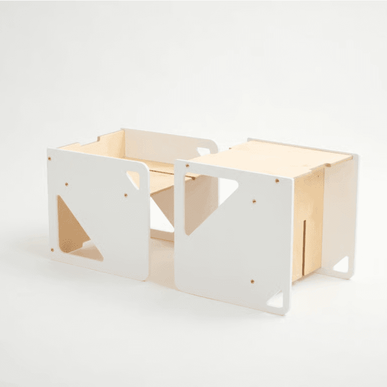 Duck Woodworks Shop Ensemble Cube Table et Chaise Blanc