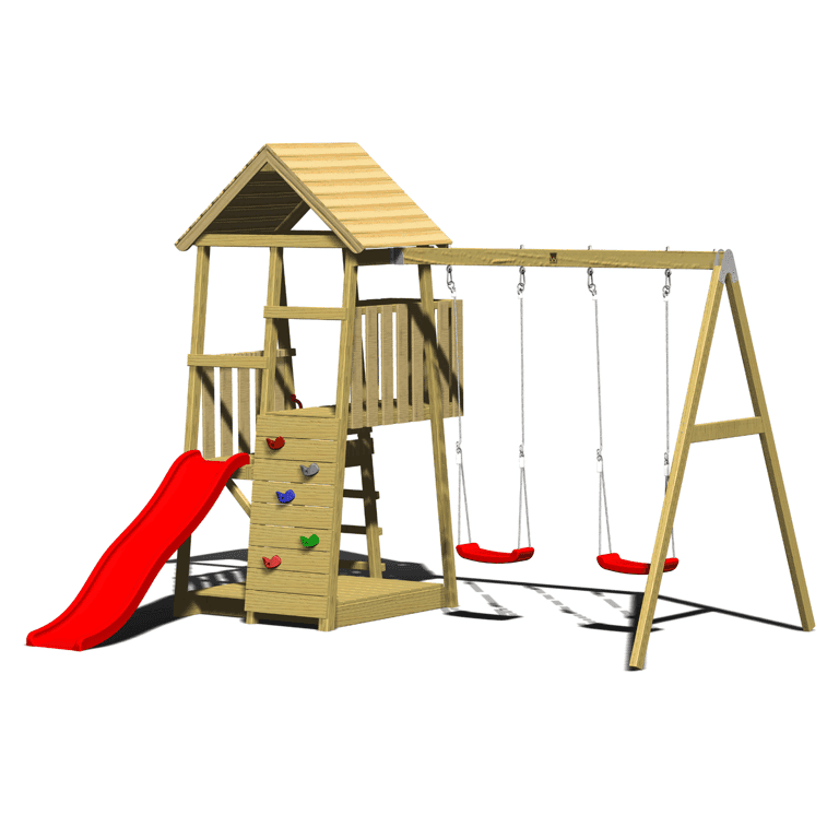 Wendi Toys Junior Activity Tower Ensemble de Balançoire Avec Toboggan, Bac à Sable et Double Balançoire