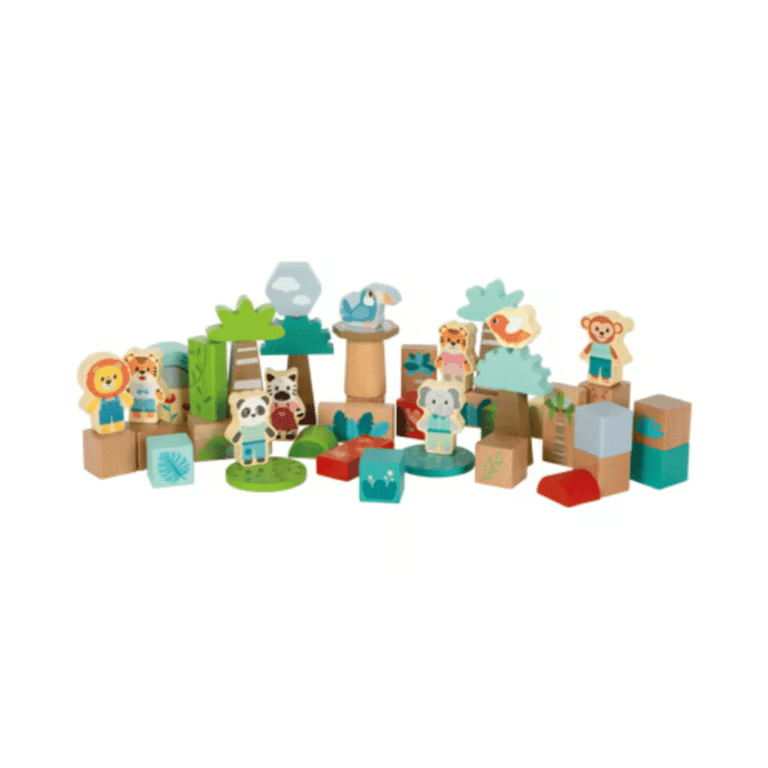 Small Foot Blocs de construction en bois Amis de la jungle
