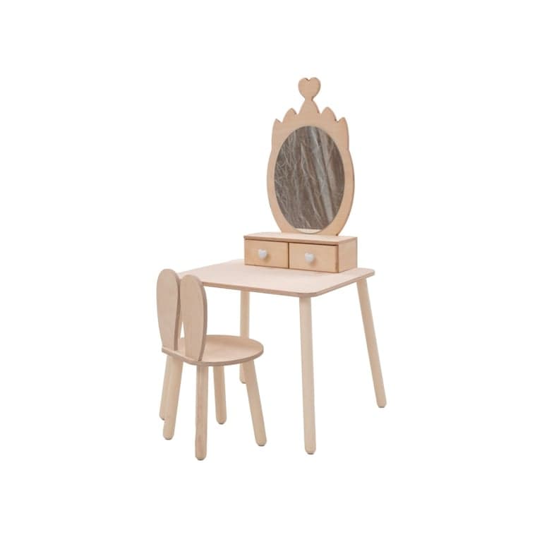 Family SCL Table de Beauté Princesse Avec Miroir Couronne Non Peinte