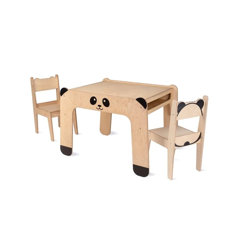 Wild Kids Activity Table With Reversible Blackboard Top and Chairs Panda Natural