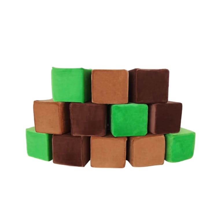 Wonder Space Plush Foam Blocks Square Green/Light Brown/Dark Brown