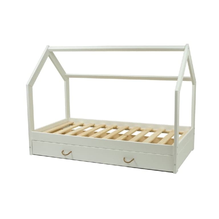Merly Lit au Sol avec Rangement Blanc Taille Tout-Petit 160 x 80 cm