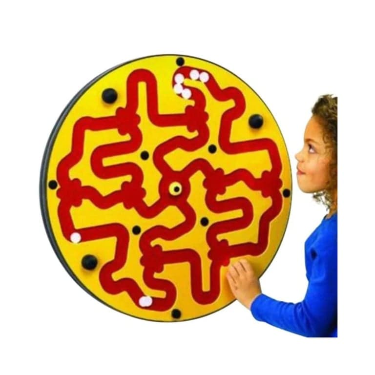 Playscapes Amazer Dizzy Disk Wall Toy Yellow on Red