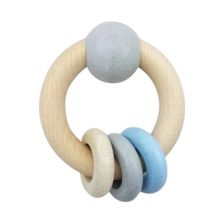 Hess-Spielzeug Rattle Round With Ball and 3 Rings Natural Blue