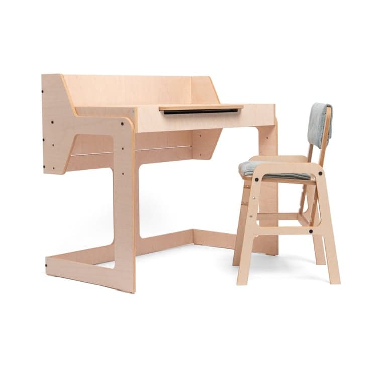 Luula Ensemble de Table et Chaise Montessori Réglable pour Enfants Teddy Gris