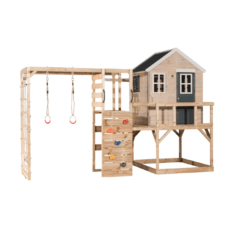 Wendi Toys My Lodge Ensemble de Balançoire avec Plateforme et Accessoire de Gym Gris