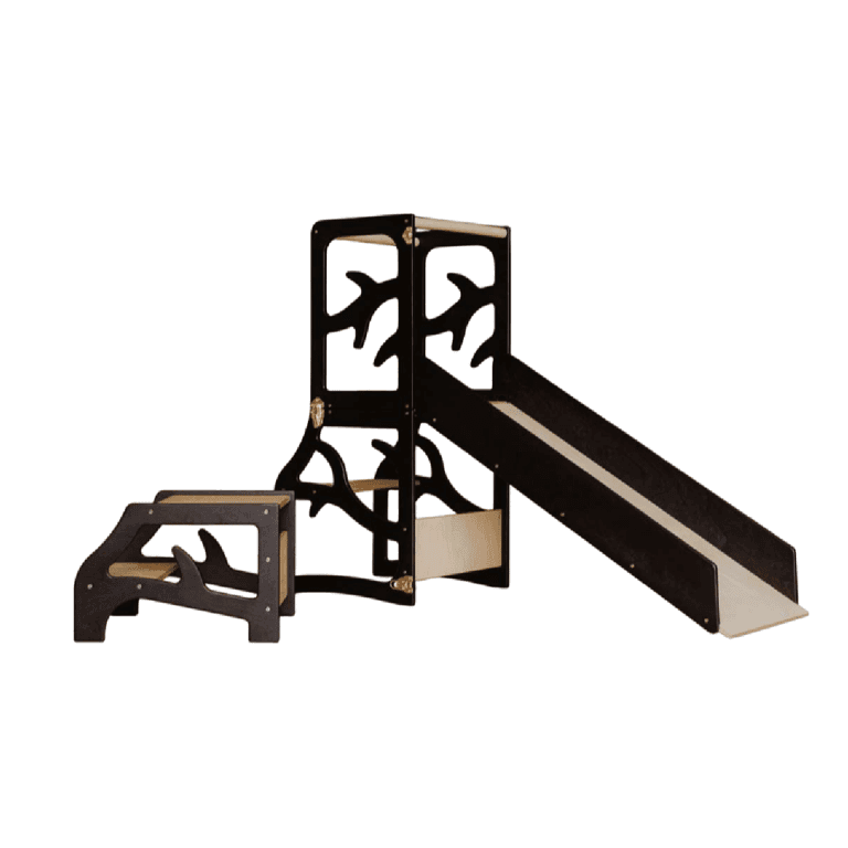 Weco Tour de Cuisine 4 en 1 Design Arbre avec Toboggan et Tabouret Noir
