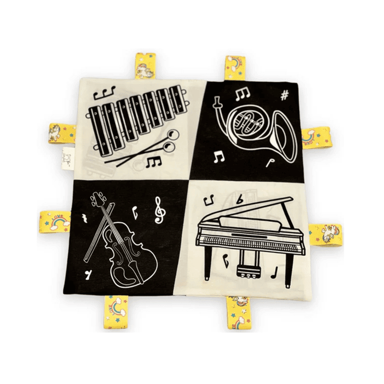Fabric Stories Co Black and White Sensory Crinkle Tag Musical