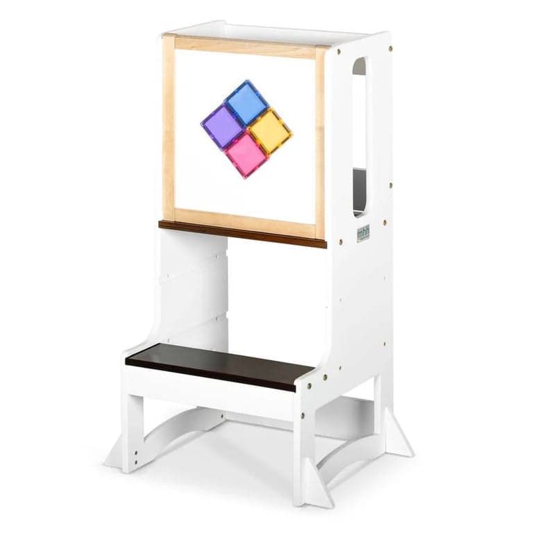 My Happy Helpers Evo 3.0 Toddler Tower and Magnetic Whiteboard Varnished Walnut