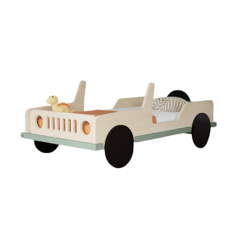 Benlemi Lit Voiture Safari Huile Transparente Vert Sauge 160 x 80