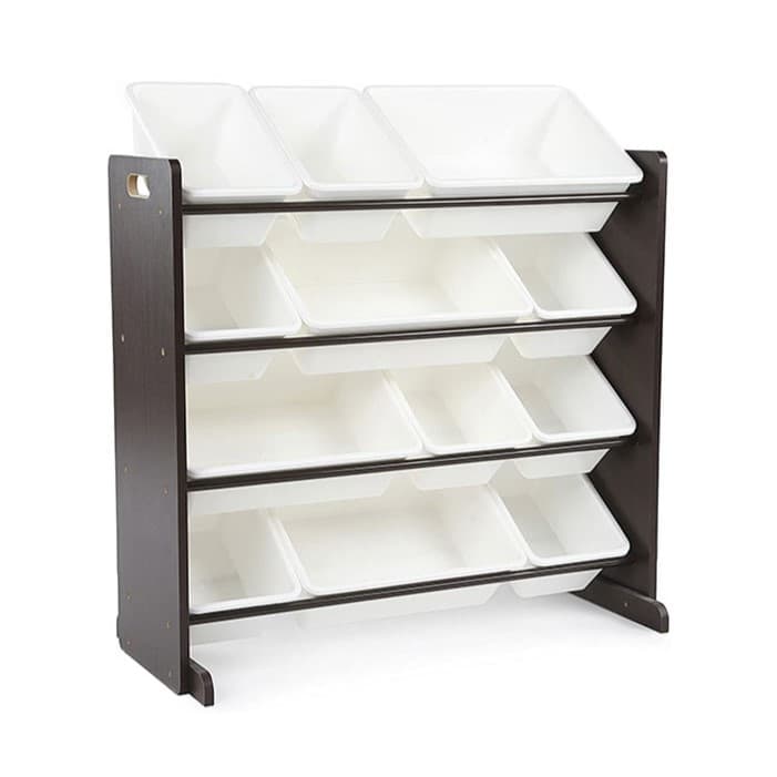Little Nation Toy Storage Espresso With White Bins