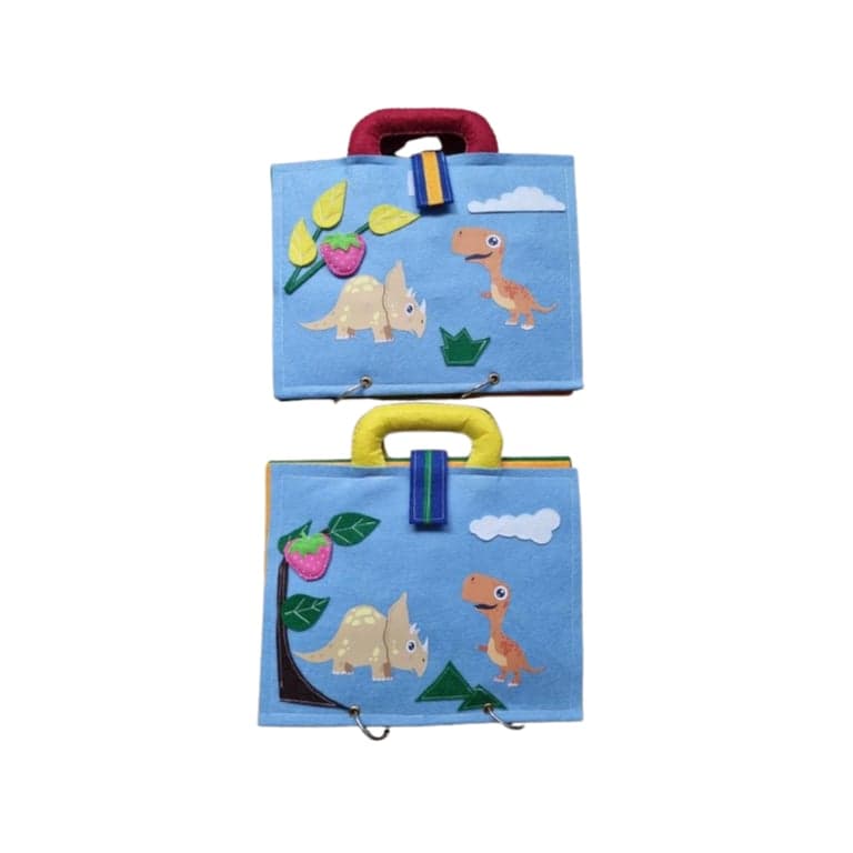 Summer Lee Quiet Busy Book 8 Pages Dinosaurs Blue Background