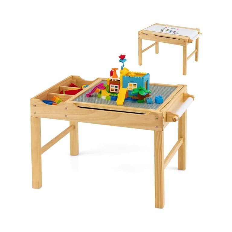 Honey Joy 2-in-1 Activity Table Natural With Paper Roll