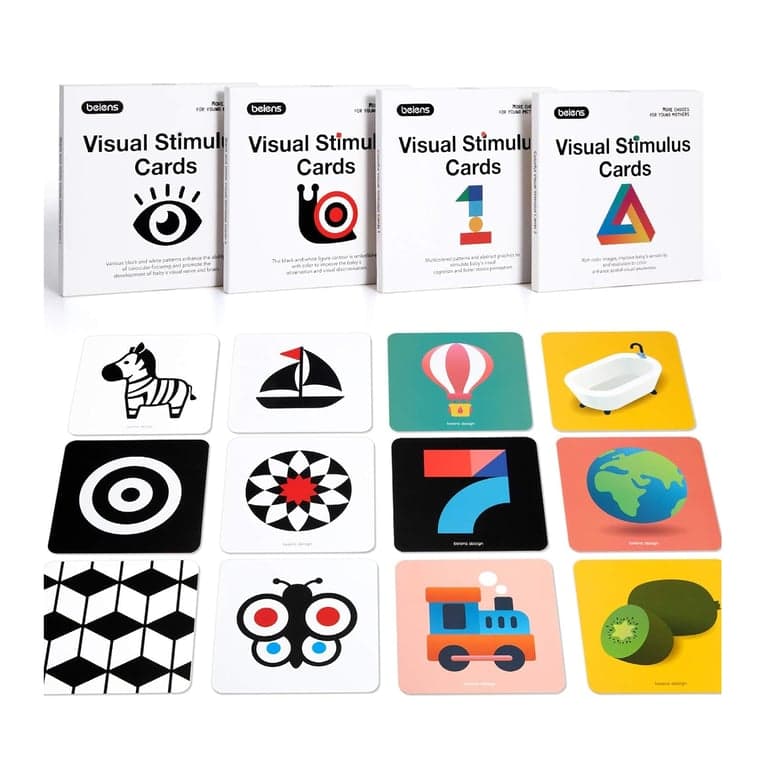 beiens High Contrast Baby Flashcard 4 in 1