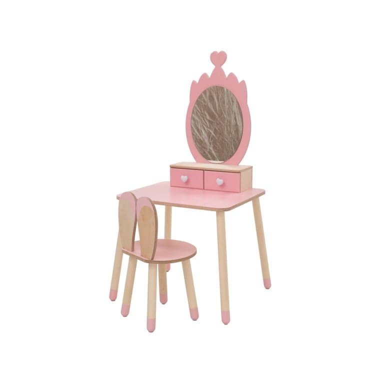 Family SCL Table de Beauté Princesse avec Miroir Couronne Rose