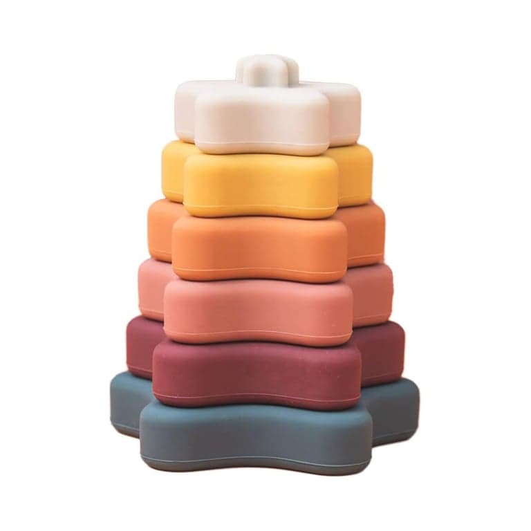 Promise Babe Silicone Stacking Rings Teething Toy With Star Shape Orange
