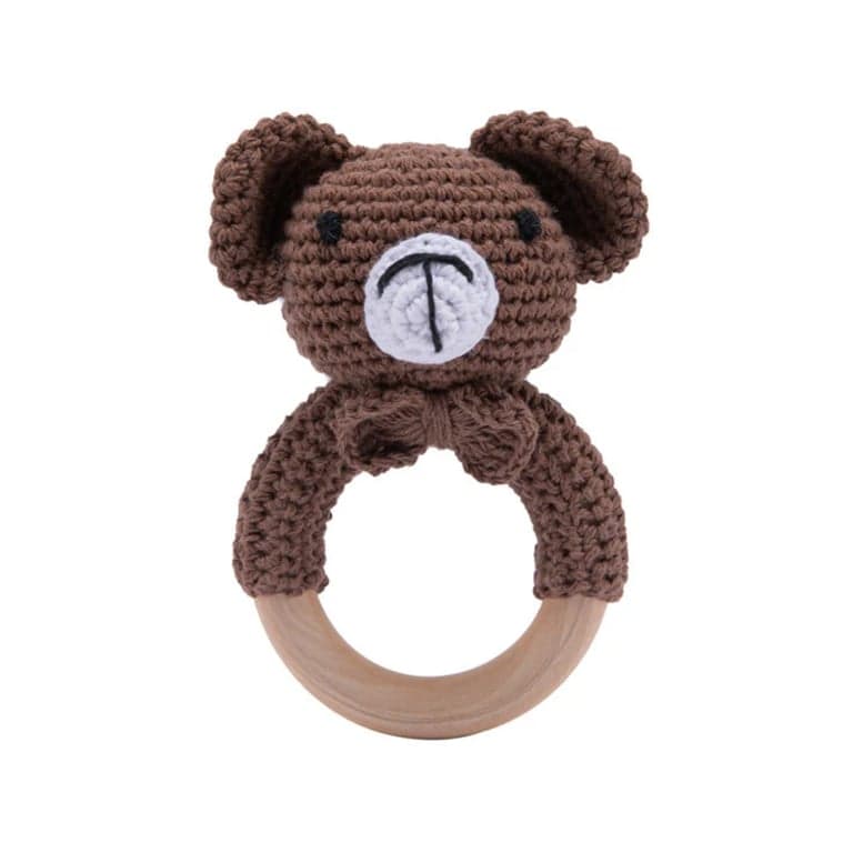 Wonder Space Baby Rattle Crochet Brown Bear