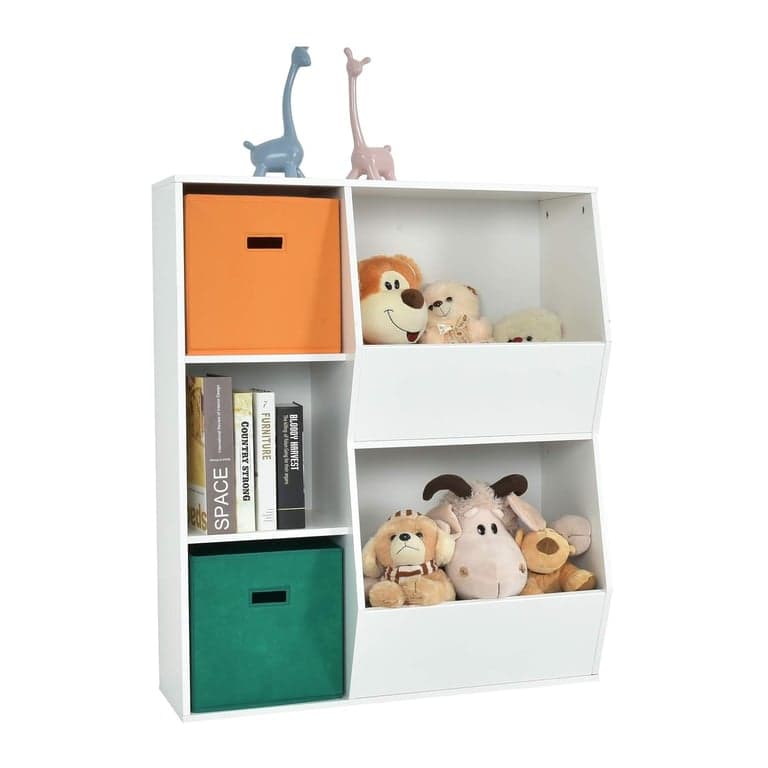 HONEY JOY 5 Cubbies Toy Storage Organizer White