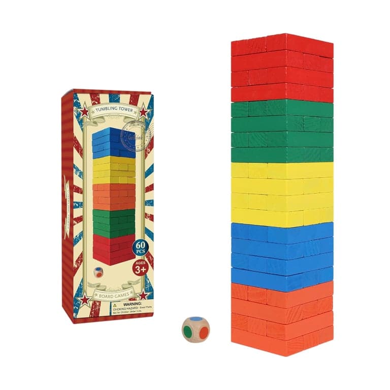 GOTHINK Wooden Tumble Tower Game Colorful