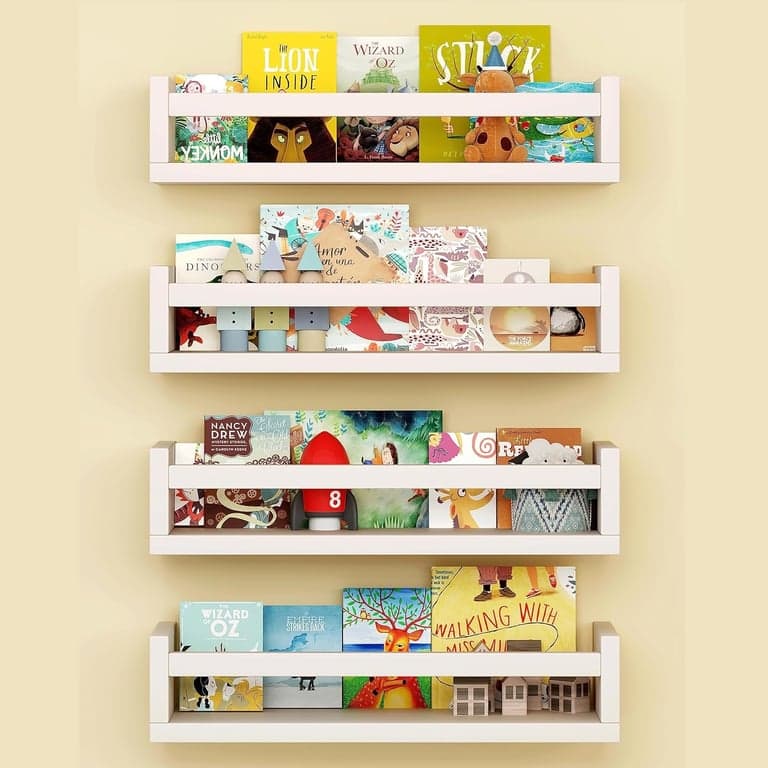Onlysky Hanging Bookshelf Set of 4 White 16.5 Inches
