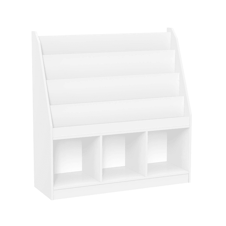 RiverRidge Front Facing 4 Shelves Three Cubbies Bookrack White