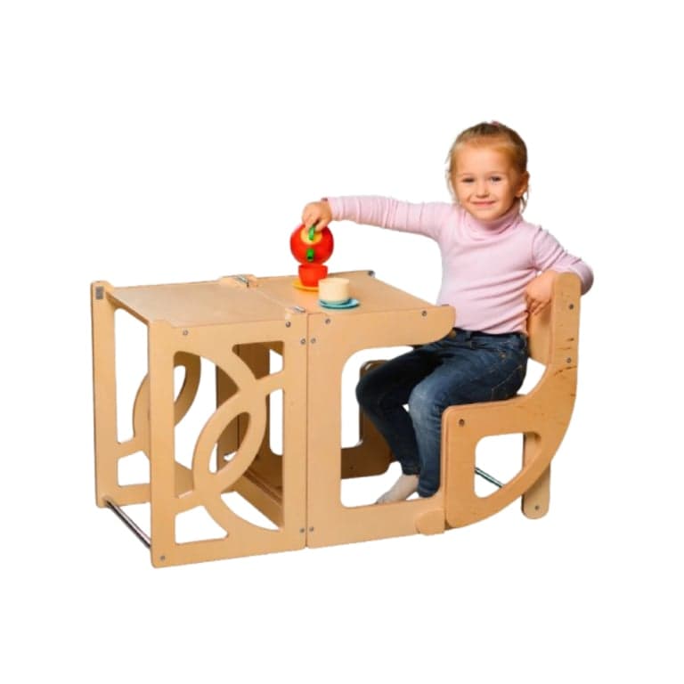 Climbambino Convertible Toddler Tower Natural No Slide