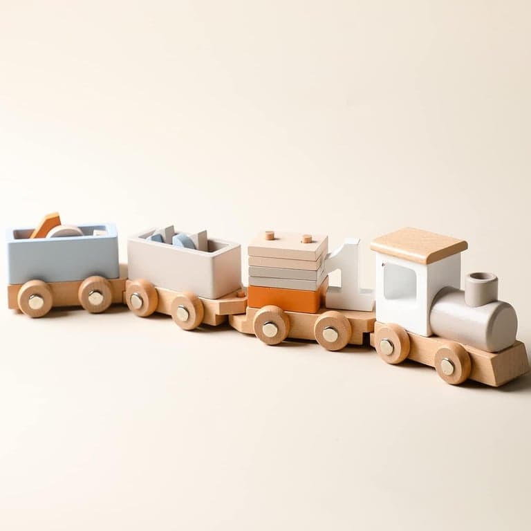 ibwaae Wooden Stacking Train Set With Numbers