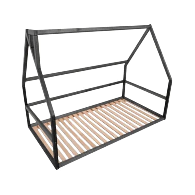 BusyWood House Floor Bed With Slats Model 1 Black Queen