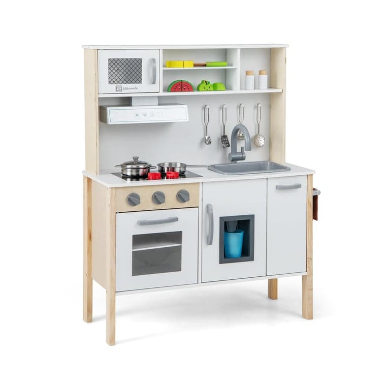 Costway Kitchen Play With Adequate Storage Space White