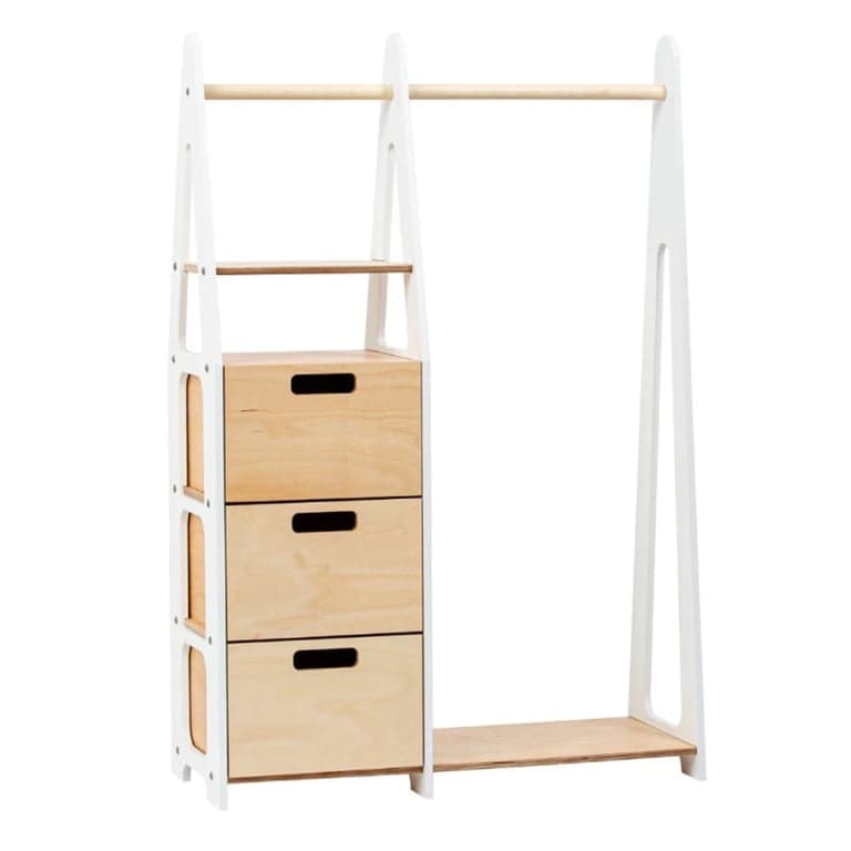 Duck Woodworks Clothing Rack With Rectangular Holes Drawers White 