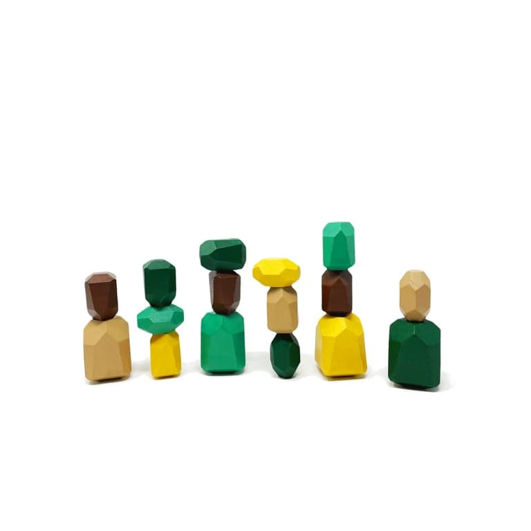 Green Walnut Stacking Rocks Earth Set of 16