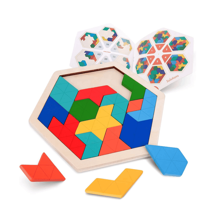 Vanmor Wooden Tangram Puzzle Hexagon