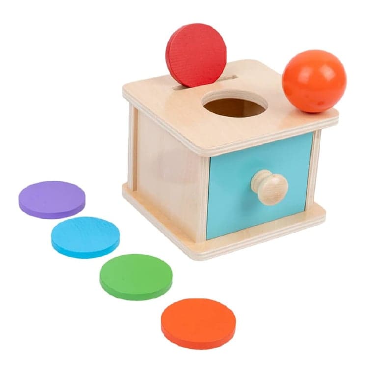 Adena Montessori Coin and Ball Box With Blue Door