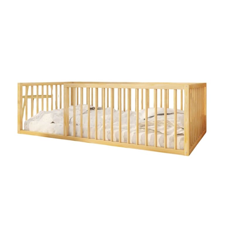 SignaturedWood Blair Full Floor Bed 17H With Rectangle Slat